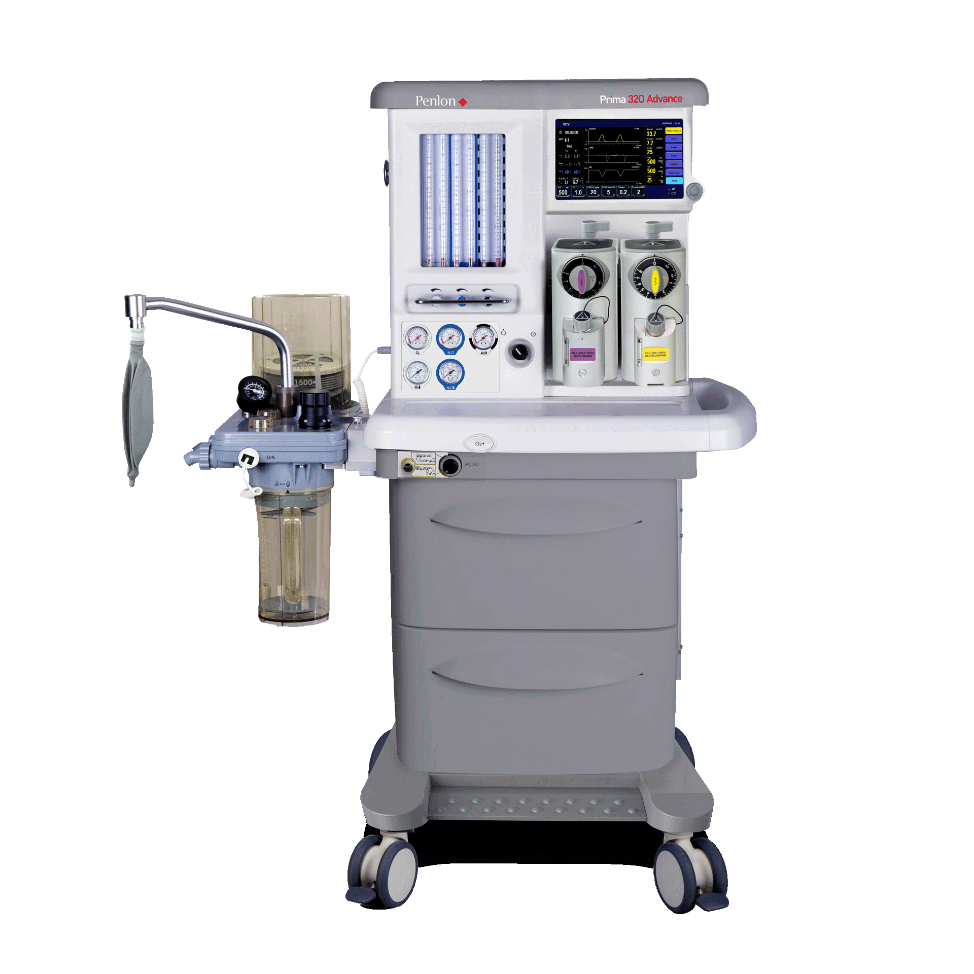 เครื่องดมยาสลบพร้อมเครื่องช่วยหายใจ พร้อมวัดค่าก๊าซขณะดมยาสลบ Anesthesia machine Prima 320 Advance  Penlon