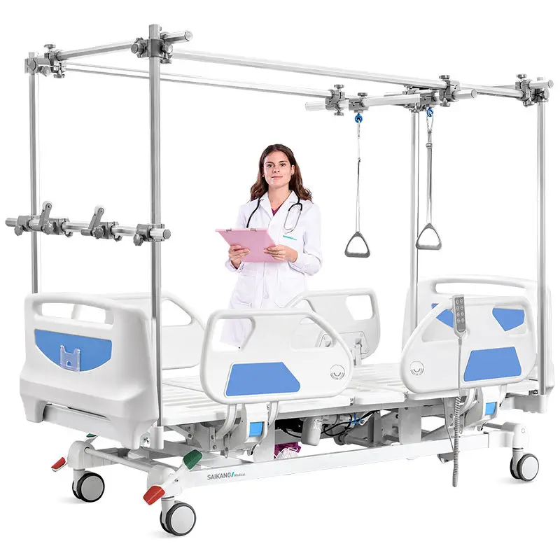 เตียงผู้ป่วยปรับด้วยไฟฟ้าชนิดมีอุปกรณ์ช่วยพยุงและดึงกระดูก  Medical bed GB8e  Saikang