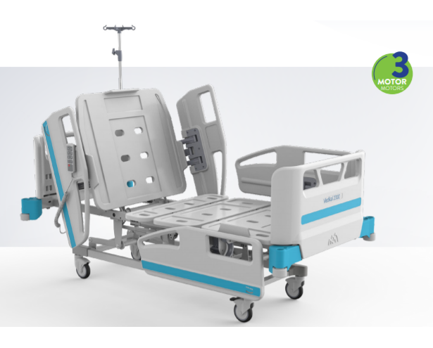 เตียงผู้ป่วยปรับระดับด้วยไฟฟ้าชนิด 3 ฟังก์ชั่น ราวปีกนก  PLUS-A3  Medikal 2000