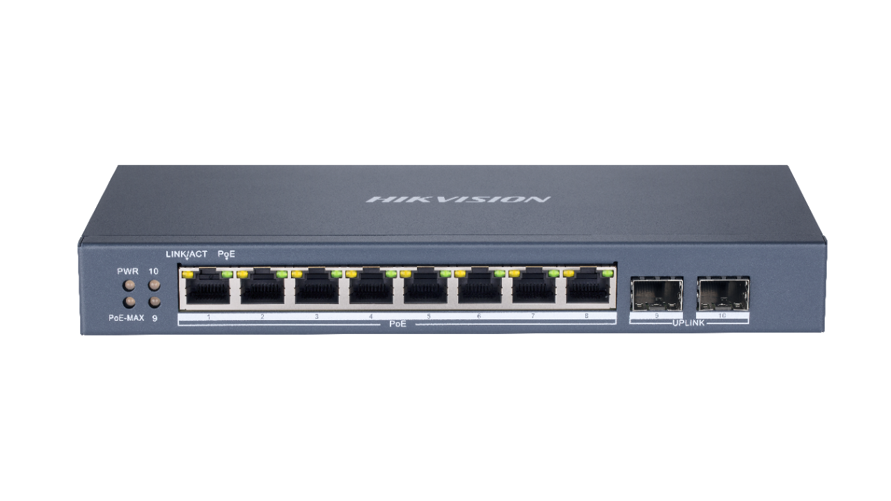 อุปกรณ์กระจายสัญญาณแบบ PoE (PoE L2 Switch) ขนาด 8 ช่อง DS-3E1510P-SI Hikvision