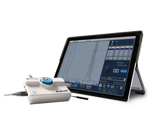เครื่องตรวจตาด้วยคลื่นเสียงความถี่สูงชนิดเอและบีสแกน ยูบีเอ็ม  On-platform, tabletop ultrasound system A-Scan Plus Connect  Keeler