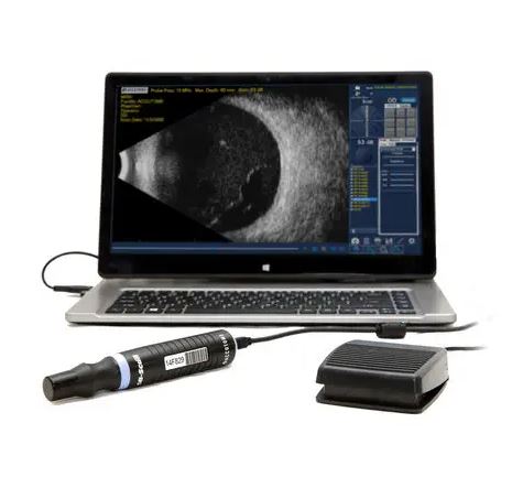 เครื่องตรวจตาด้วยคลื่นเสียงความถี่สูงชนิดเอและบีสแกน ยูบีเอ็ม  On-platform, tabletop ultrasound system B-Scan Plus  Keeler