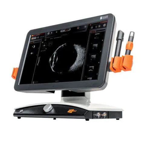 เครื่องวัดเลนส์แก้วตาเทียมด้วยคลื่นเสียงความถี่สูง  On-platform, tabletop ultrasound system ABSolu  Quantel Medical
