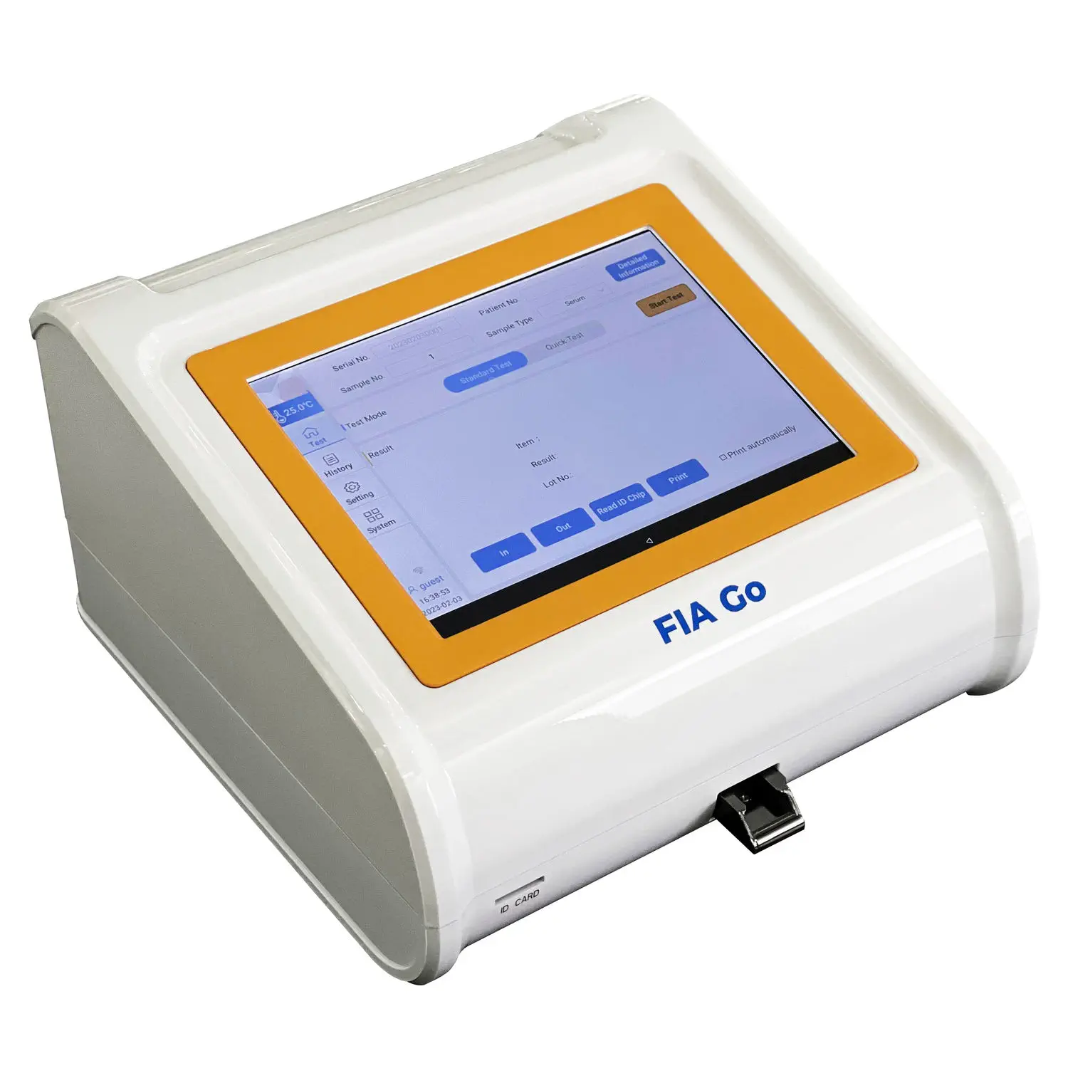 เครื่องตรวจวิเคราะห์เชิงปริมาณ ใช้ตรวจหาสารบ่งชี้หัวใจแบบพกพา Cardiovascular disease POC analyzer FIA GO  Goldsite