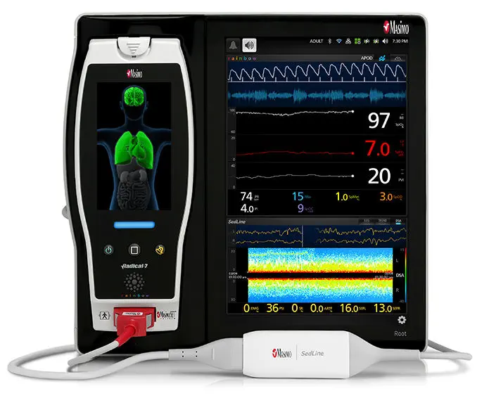 เครื่องติดตามการทำงานของหัวใจและสัญญาณชีพอัตโนมัติ Masimo Root Platform