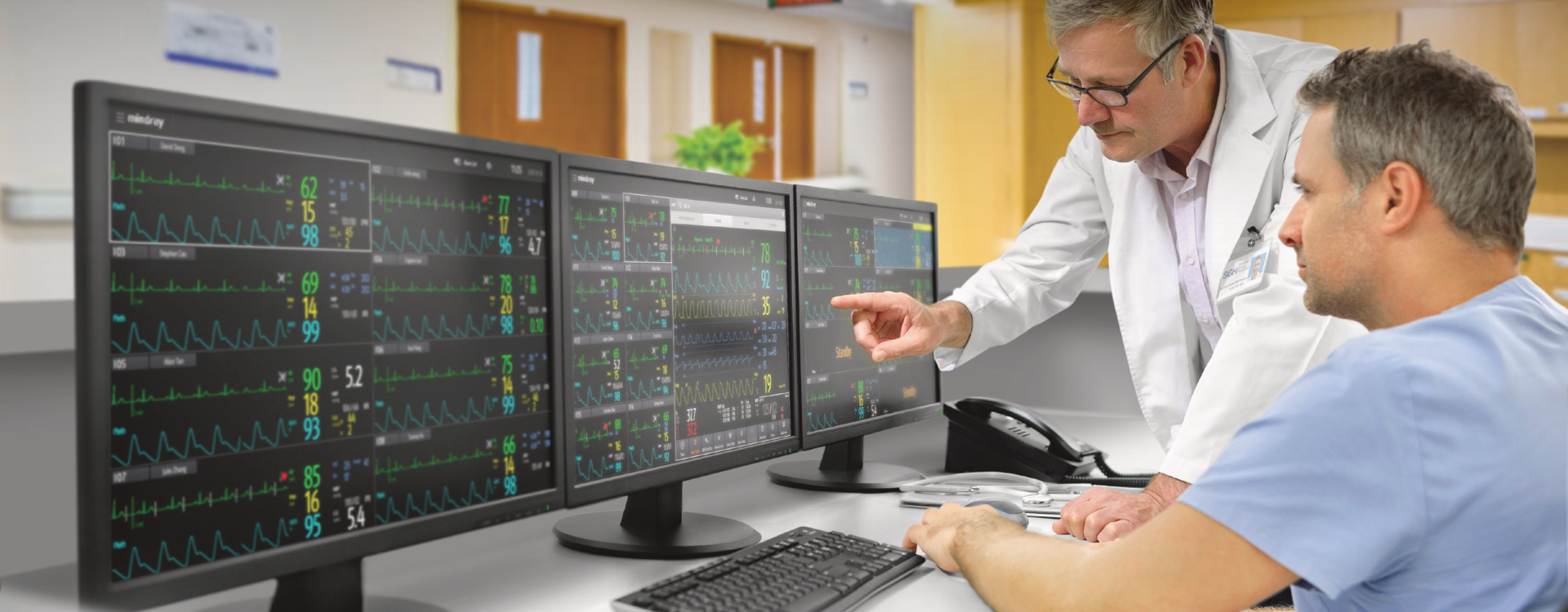 เครื่องติดตามการทำงานของหัวใจไร้สายแบบรวมศูนย์ไม่น้อยกว่า 8 ยูนิต  Central Monitoring System BeneVision™ CMS  Mindray