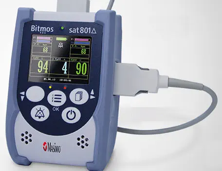 เครื่องวัดออกซิเจนในเลือดอัตโนมัติชนิดพกพา  Hand-held pulse oximeter sat 801  Bitmos