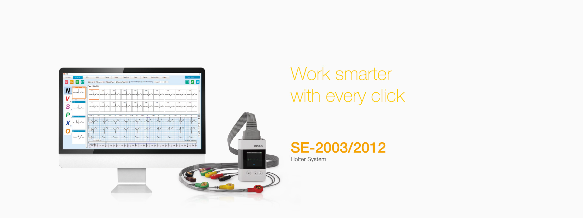 เครื่องวิเคราะห์และบันทึกคลื่นไฟฟ้าหัวใจชนิดพกพาติดตัว  SE-2003/2012 Holter system  EDAN