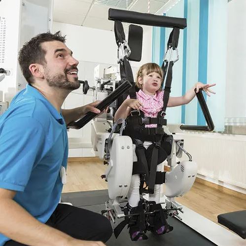 อุปกรณ์ช่วยฝึกเดินในเด็ก พร้อมระบบพยุงน้ำหนักบางส่วน  Gait rehabilitation system Lokomat®Pro Pediatric  Hocoma