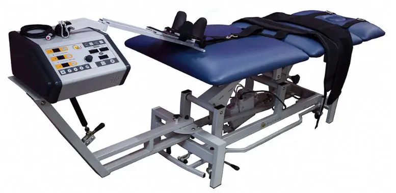 เครื่องดึงคอและดึงหลังไฟฟ้าอัตโนมัติพร้อมเตียงไฟฟ้าปรับระดับได้ Lumbar and Cervical Traction TRAC TDM  V2U