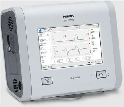 เครื่องช่วยหายใจชนิดควบคุมด้วยปริมาตรและความดันเคลื่อนย้ายได้  Clinical ventilator Trilogy EV300  Philips