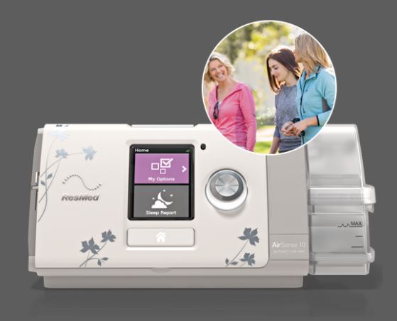 เครื่องช่วยหายใจ CPAP แบบปรับแรงดันอัตโนมัติ ( Auto CPAP ) สำหรับสุภาพสตรี AirSenseTM 10 AutoSetTM for Her  ResMed