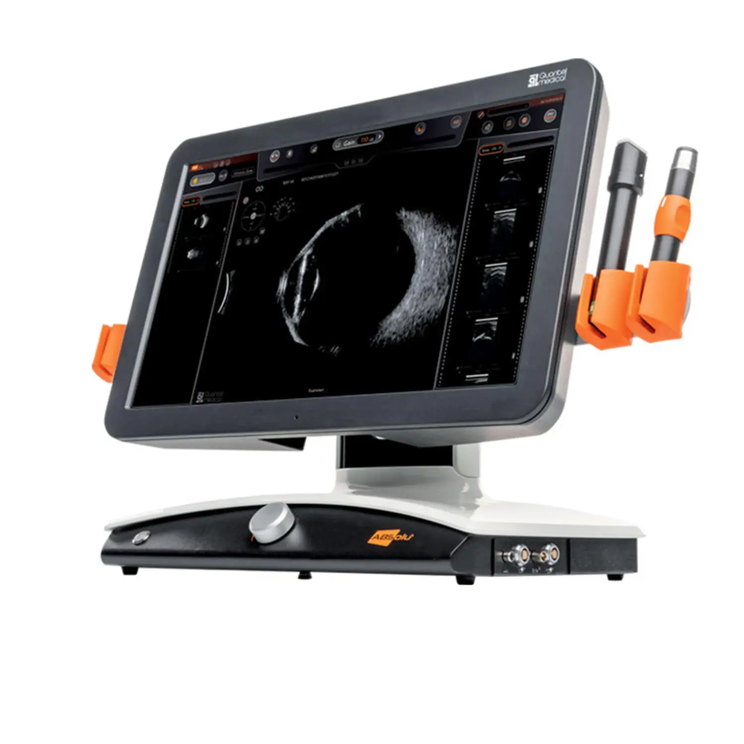 เครื่องตรวจอวัยวะภายในด้วยคลื่นเสียงความคมชัดสูง  On-platform, tabletop ultrasound system ABSolu  Quantel Medical