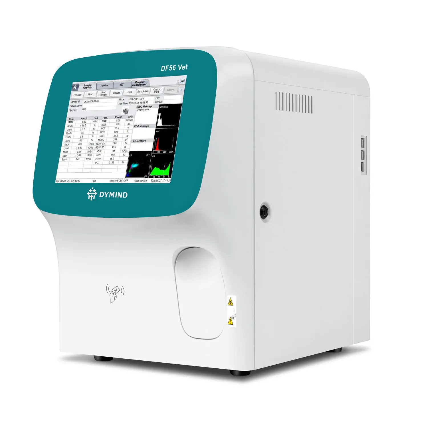 เครื่องตรวจวิเคราะห์ทางห้องปฏิบัติการโลหิตวิทยาสำหรับสัตว์ Veterinary hematology analyzer DF56VET  Dymind