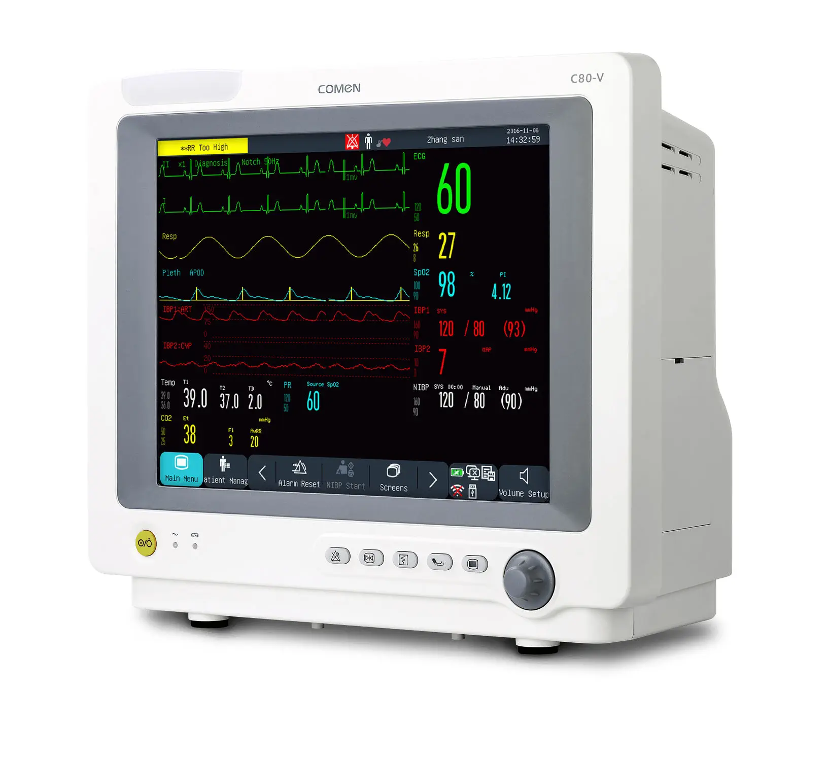 เครื่องติดตามการทำงานของหัวใจและสัญญาณชีพอัตโนมัติสำหรับสัตว์  Veterinary multi-parameter monitor C80-V  Comen