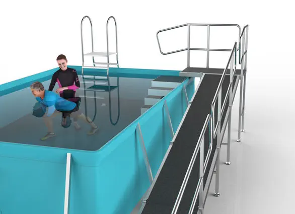 บ่อธาราบำบัดหรือวารีบำบัด Above-ground rehabilitation swimming pool MODULAR Hydro Physio